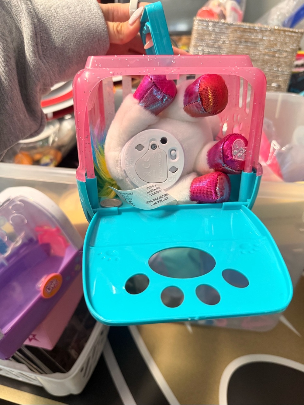 Plush Pet Carrier Toy - Pink and Blue Kids Toy